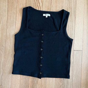 Madewell 90s style square neck ribbed button front top